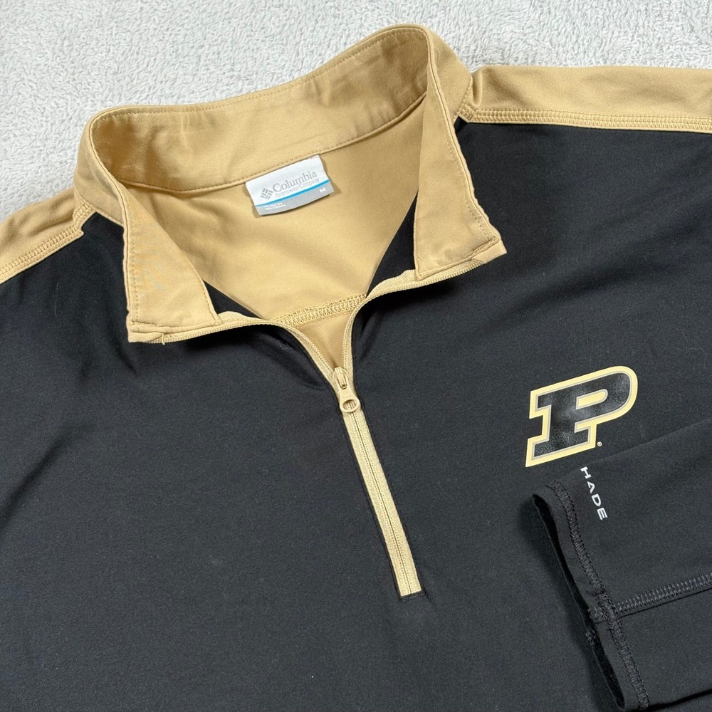 Columbia Purdue Boilermakers Mens 1/4 Zip Pullover Black Gold XO8529 M